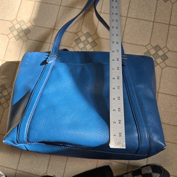 Kate Spade Oakwood Street Pebble Leather Chandra Tote Blue Shoulder Bag Purse - Picture 9 of 12